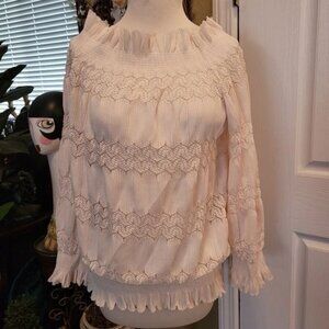 Vintage top Victorian boho Bohemian size XL antique white peasant cottage core